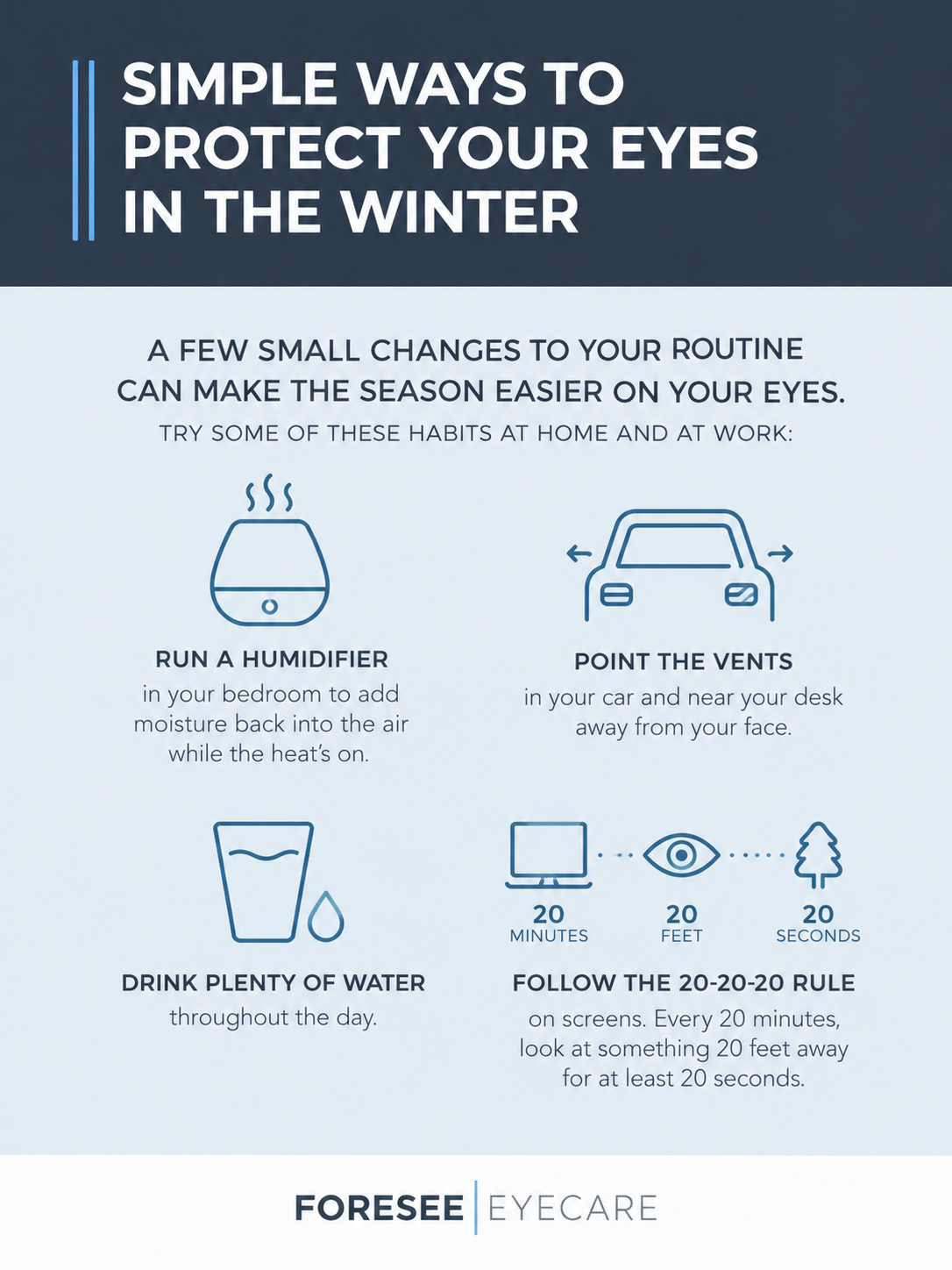 An infographic of simple ways to protect your eyes in the winter.
